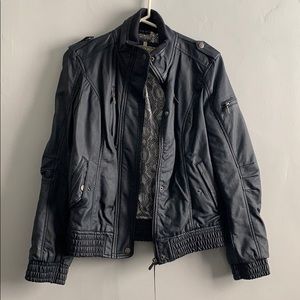 Blue leather jacket